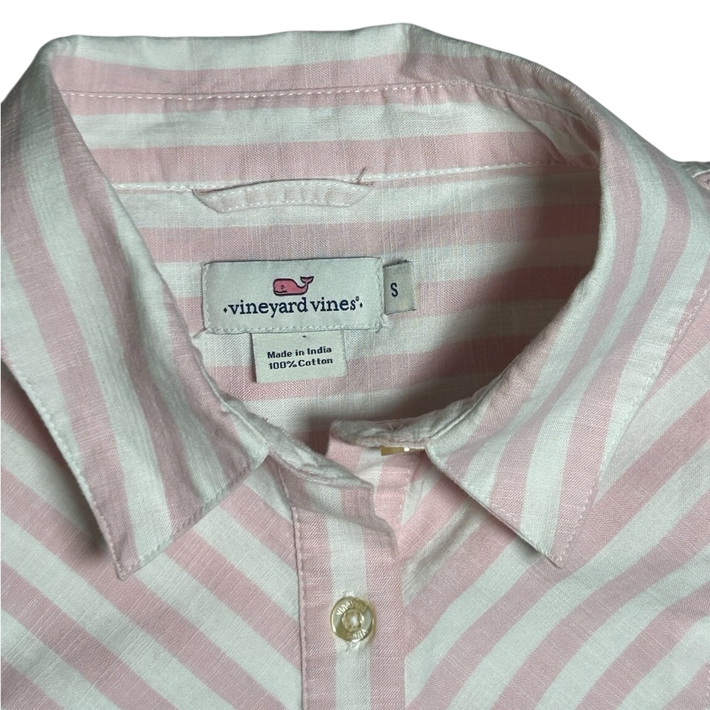 Vineyard Vines Women S Pink White Stripe Popover Tunic Blouse Preppy Coastal Top - Picture 3 of 7